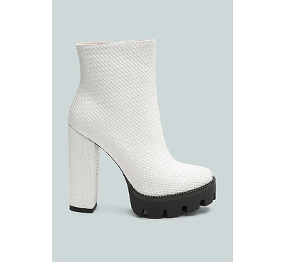 Moleski Textured Block Heeled Boots