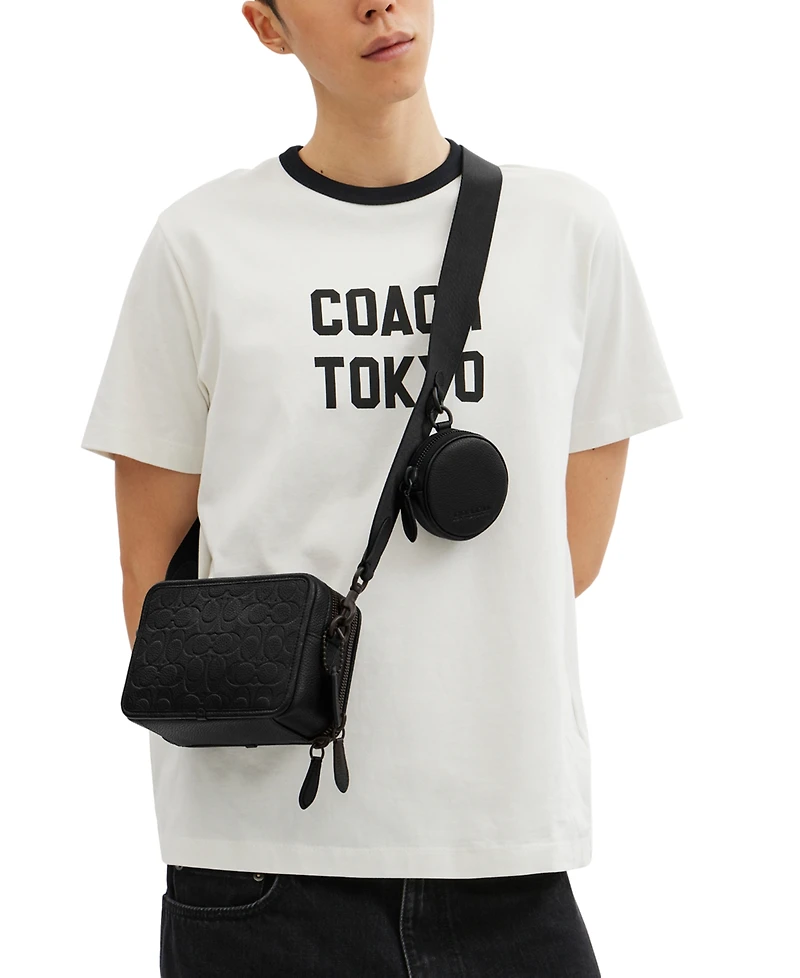 Coach Men's Charter Crossbody in Blackout Signature Leather with Metal Chain