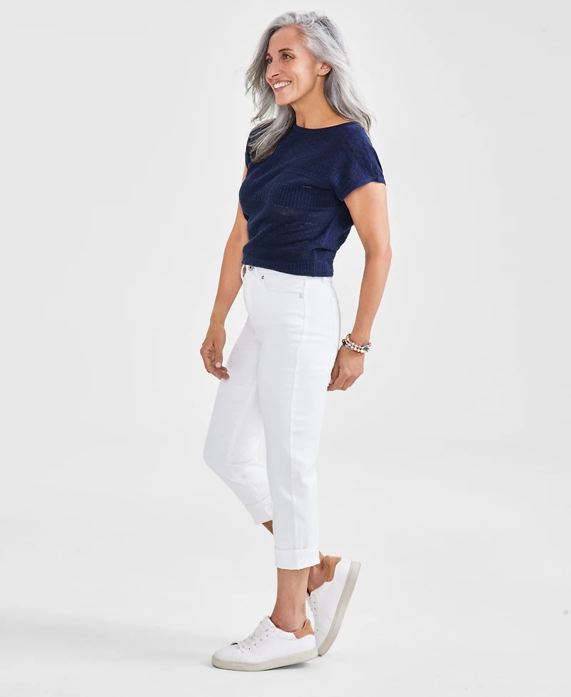 Style & Co Petite High-Rise High-Cuff Capri Jeans, Created for Macy's