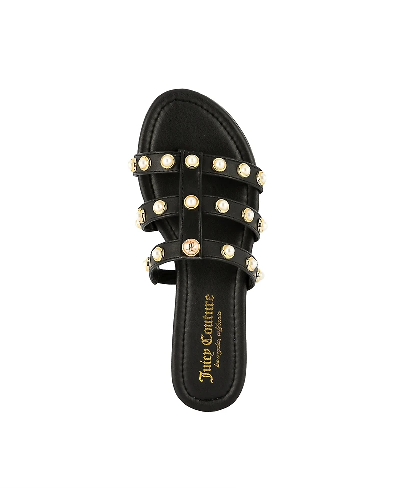 Juicy Couture Women's Zallymae Embellished Slide Flat Sandals