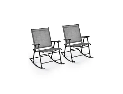 Set of 2 Folding Rocking Chair with Breathable Seat Fabric