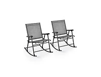 Set of 2 Folding Rocking Chair with Breathable Seat Fabric