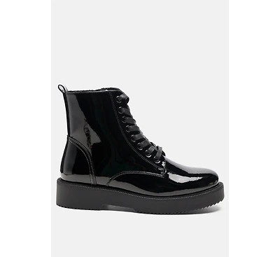 Womens rubble statement pu lace up ankle boots