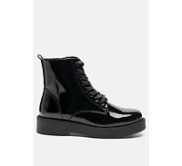 Womens rubble statement pu lace up ankle boots