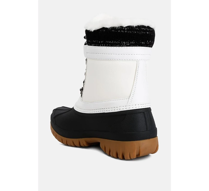 Womens capucine fur collar contrasting lug sole boots