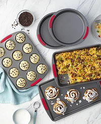 Good Cook Mega grip 5 Piece Nonstick Steel Bakeware Set with Cookie Sheet, Roast Pan, 2 Cake Pans, and Muffin Pan