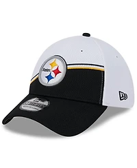 Men's New Era White, Black Pittsburgh Steelers 2023 Sideline 39THIRTY Flex Hat