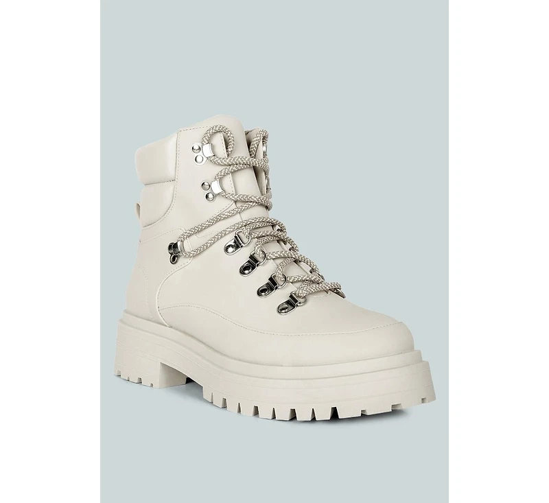 Goliath Lace Up Chunky Biker Boots Women