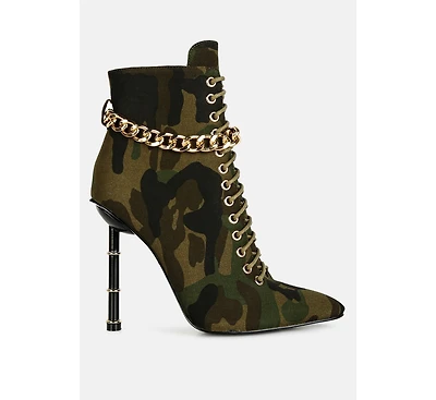 moulin ringed stiletto camouflage ankle boot