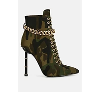 moulin ringed stiletto camouflage ankle boot