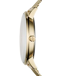 A|X Armani Exchange Women's Three-Hand Gold-Tone Stainless Steel Mesh Watch 36mm