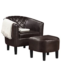 Convenience Concepts 27.75" Faux Leather Roosevelt Accent Chair with Ottoman
