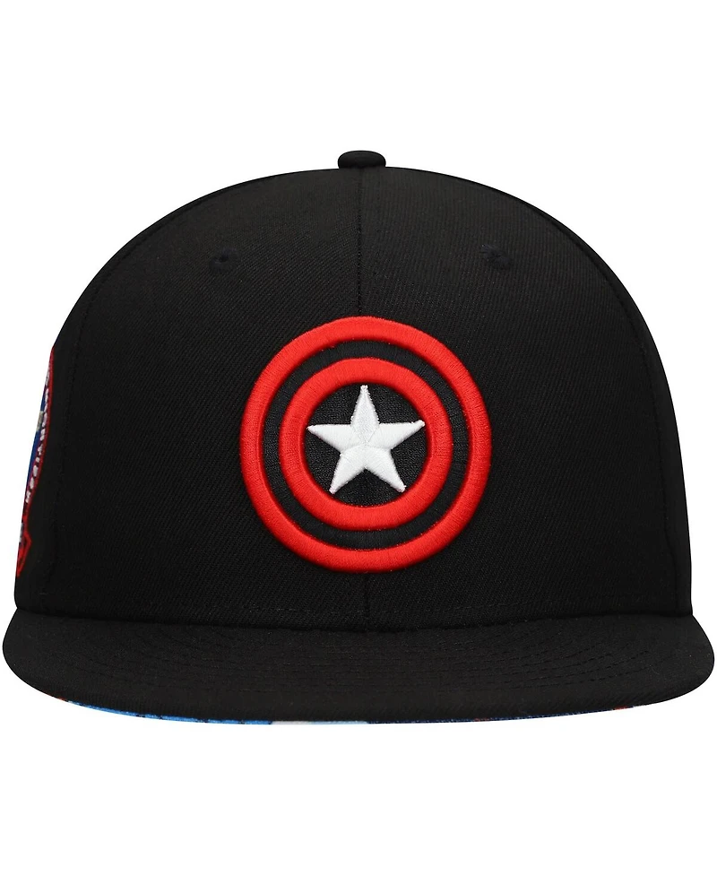 Men's Black Captain America Marvel 60th Anniversary Snapback Hat