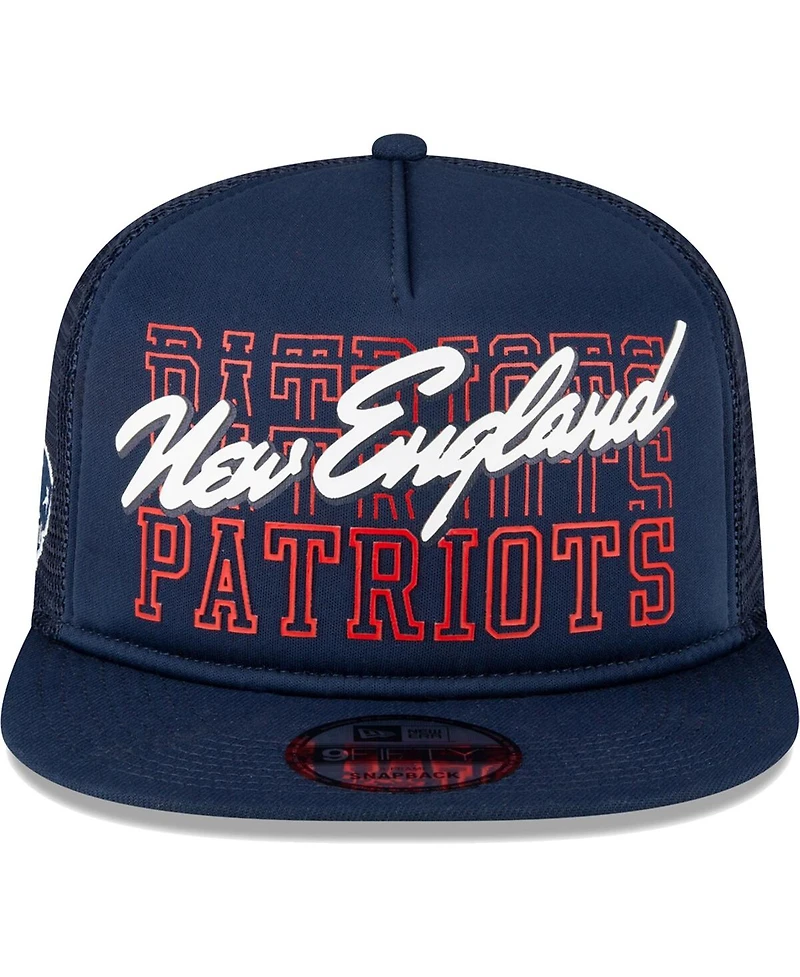 Men's New Era Navy New England Patriots Instant Replay 9FIFTY Snapback Hat