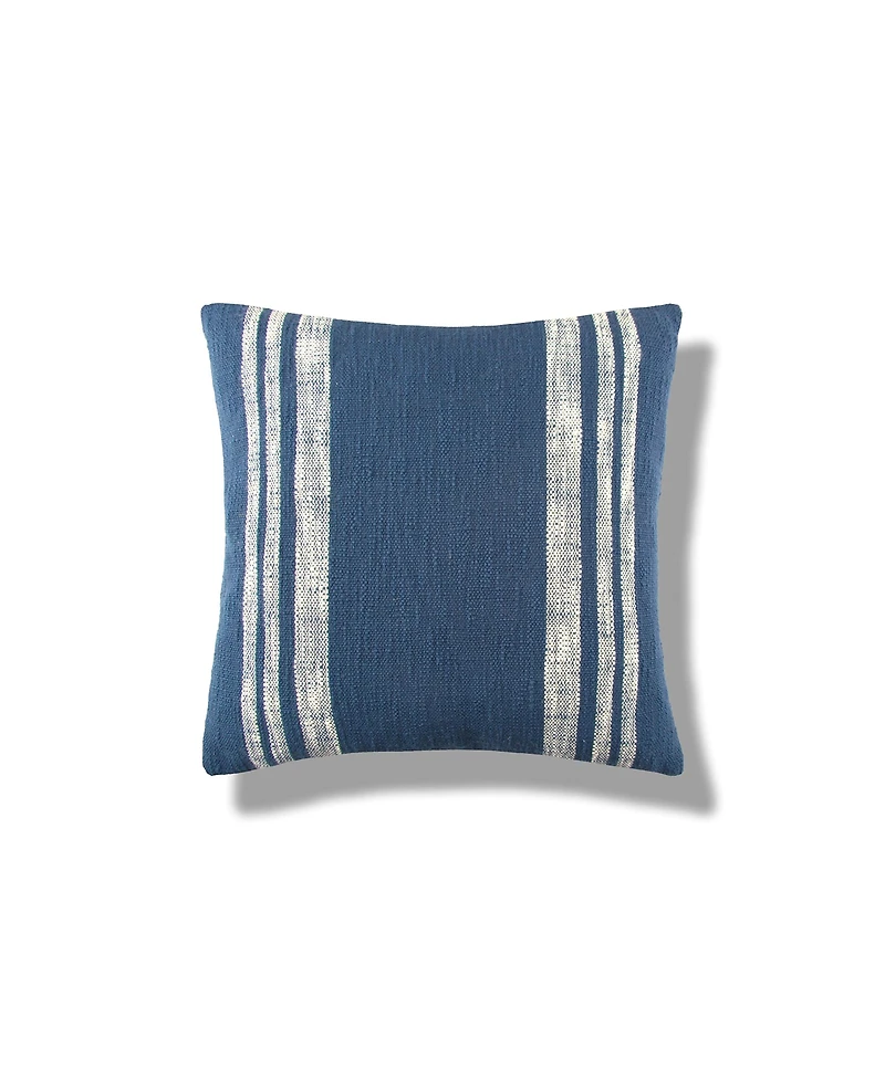 Morgan Striped Blue Cotton Decor Throw Pillow, 18" x 18"
