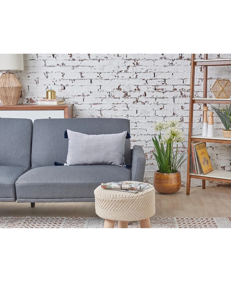 Bree Striped Dune Tan Cotton Decor Accent Pillow, 14" x 22"