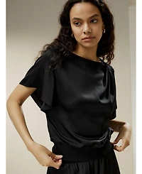 Lilysilk Women's Short rippled batwing sleeves Silk Shirt