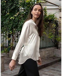 Lilysilk Women's Loungeful Split Neck Silk Shirt