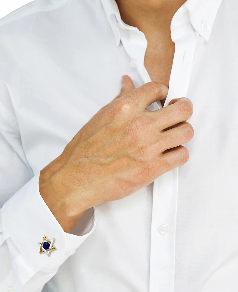 Effy Men's Lapis Lazuli Star of David Cufflinks in Sterling Silver & 18k Gold-Plate