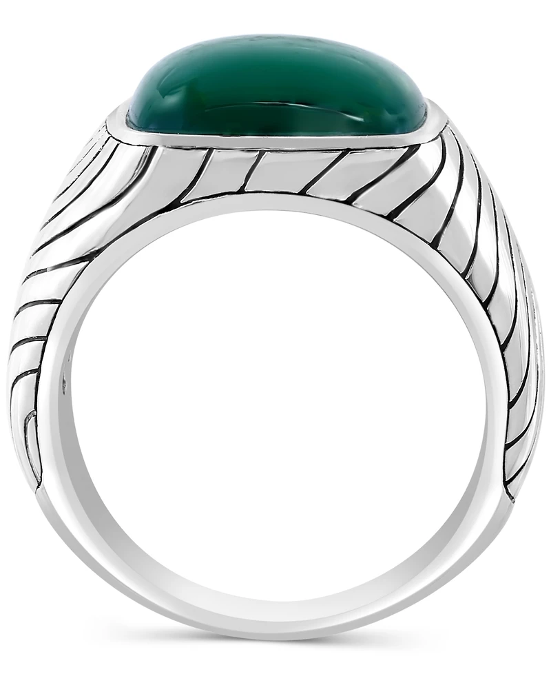 Effy Men's Green Chalcedony Textured Ring in Sterling Silver