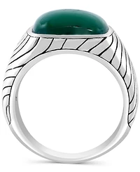 Effy Men's Green Chalcedony Textured Ring in Sterling Silver