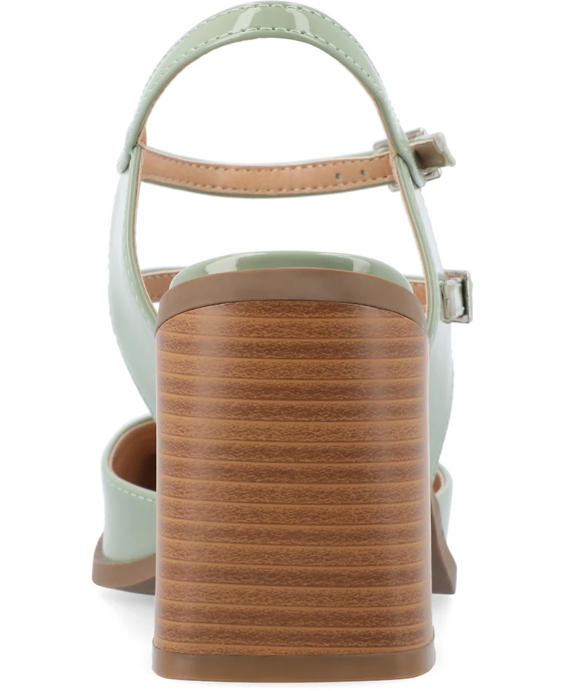 Journee Collection Women's Caisey Double Strap Square Toe Block Heel Pumps