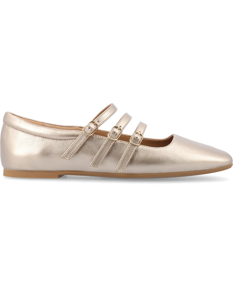 Journee Collection Women's Darlin Multi Strap Mary Jane Square Toe Flats