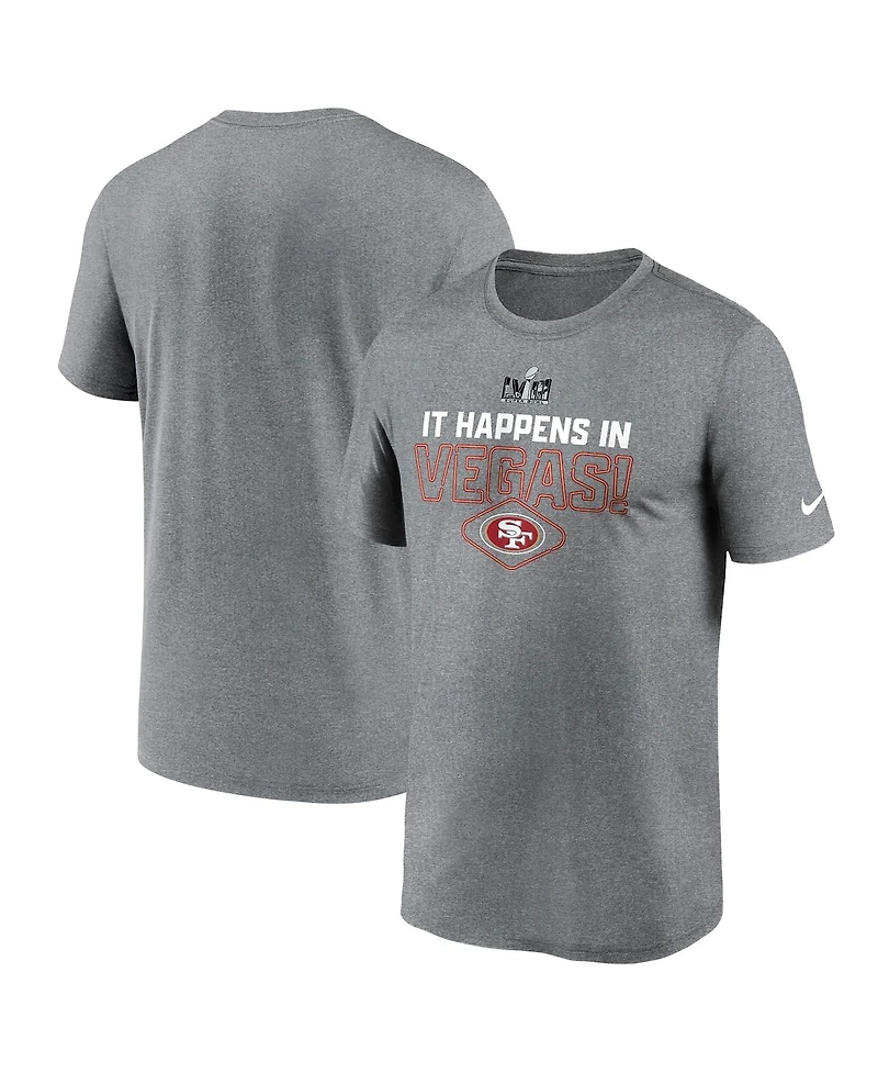 Men's Nike Heather Gray San Francisco 49ers Super Bowl Lviii Logo Lockup T-shirt