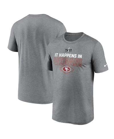 Men's Nike Heather Gray San Francisco 49ers Super Bowl Lviii Logo Lockup T-shirt