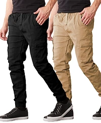 Galaxy By Harvic Men's Slim Fit Stretch Cargo Jogger Pants, Pack of 2