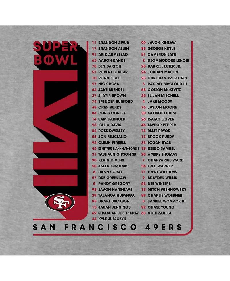 Men's Fanatics Heather Charcoal San Francisco 49ers Super Bowl Bound Roster T-shirt