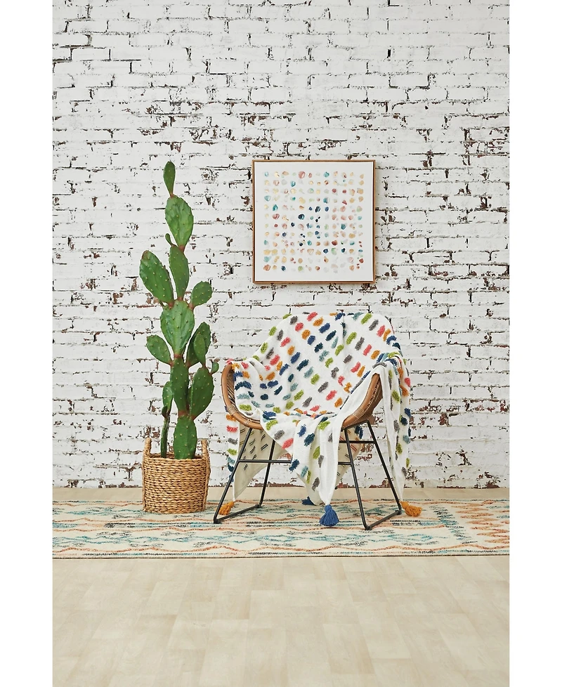 50" x 60" Vaughan Polka Dot Tassels Premium Cotton Accent Throw Blanket