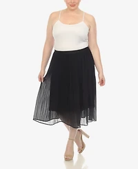 White Mark Plus Pleated Chiffon Midi Skirt