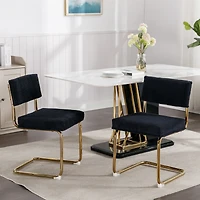 Streamdale Furniture 2 Modern Black Corduroy Dining Chairs