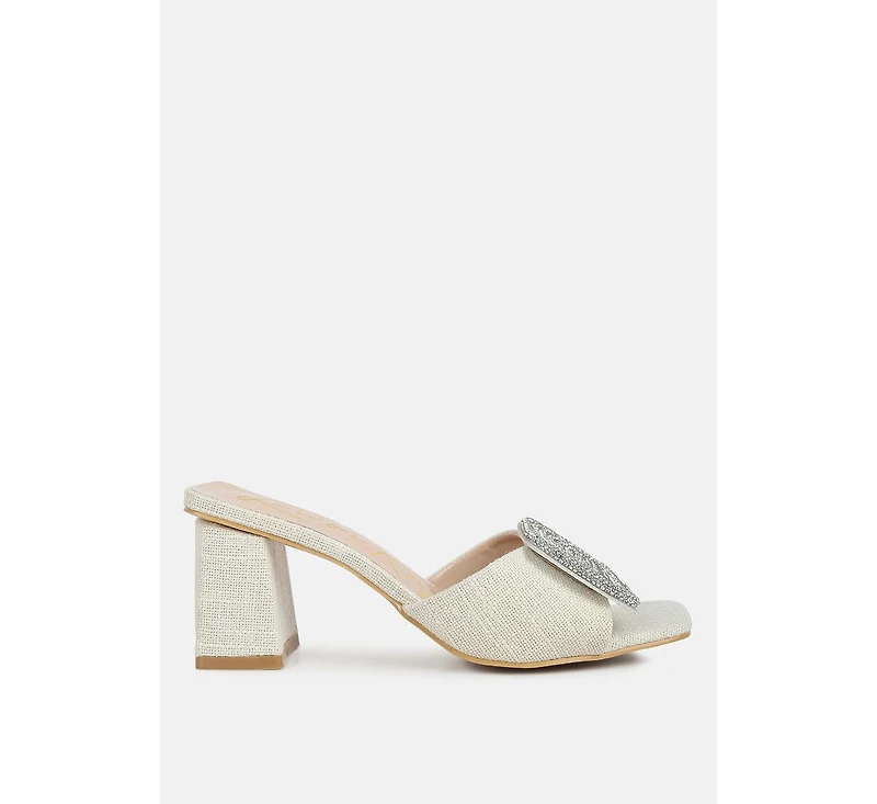 naflah rhinestone embellished slip on sandals