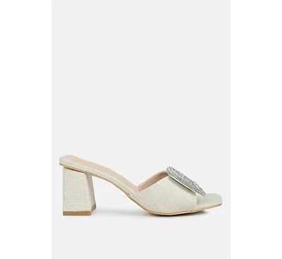 naflah rhinestone embellished slip on sandals