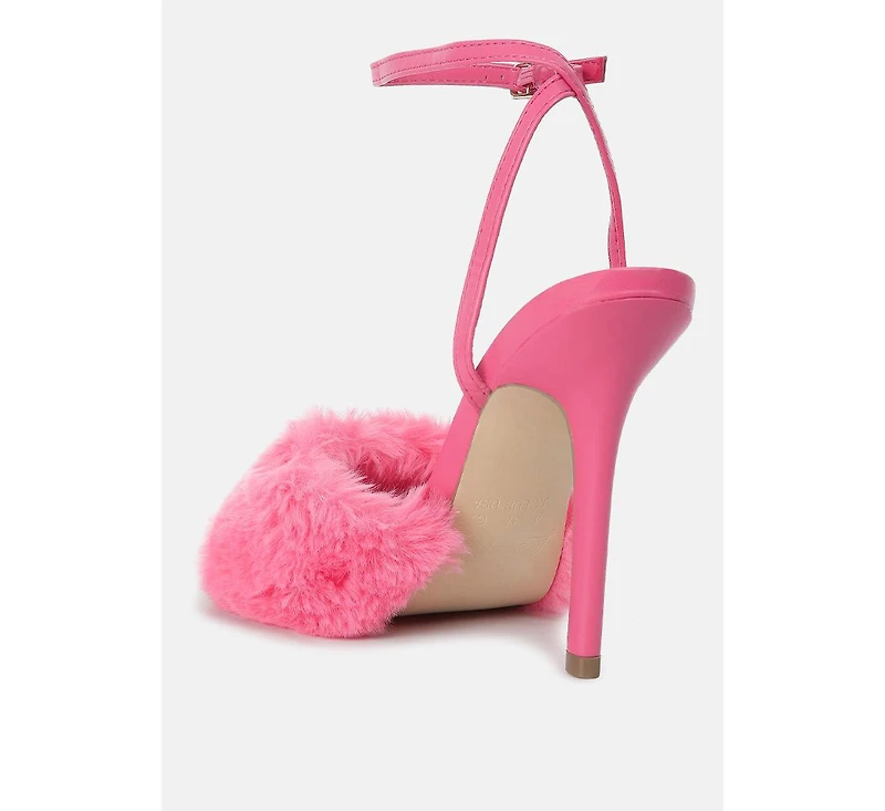 tarantino faux fur stiletto sandals