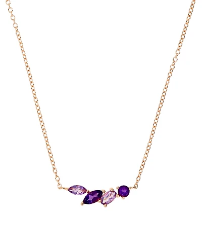 Amethyst (1/3 ct. t.w.) & Rose de France Amethyst (1/3 ct. t.w.) Mixed Cut Cluster 18" Pendant Necklace in 14k Rose Gold-Plated Sterling Silver