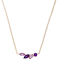 Amethyst (1/3 ct. t.w.) & Rose de France Amethyst (1/3 ct. t.w.) Mixed Cut Cluster 18" Pendant Necklace in 14k Rose Gold-Plated Sterling Silver