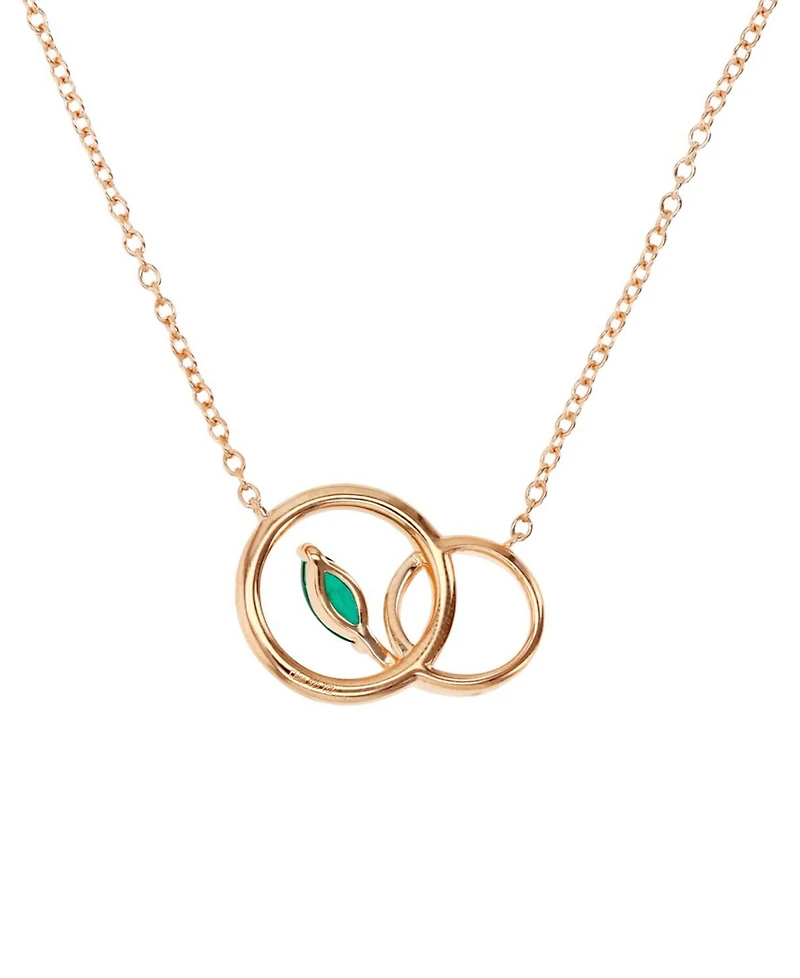 Lab-Grown Emerald (1/4 ct. t.w.) & Lab-Grown White Sapphire (1/5 ct. t.w.) Interlocking Circle 18" Pendant Necklace in 14k Rose Gold-Plated Sterling S