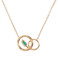 Lab-Grown Emerald (1/4 ct. t.w.) & Lab-Grown White Sapphire (1/5 ct. t.w.) Interlocking Circle 18" Pendant Necklace in 14k Rose Gold-Plated Sterling S
