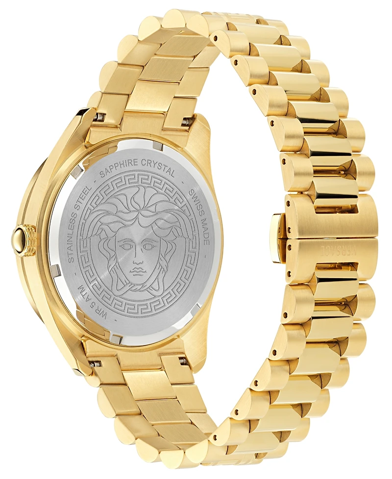 Versace Men's Swiss Gold Ion Plated Stainless Steel Bracelet Watch 42mm