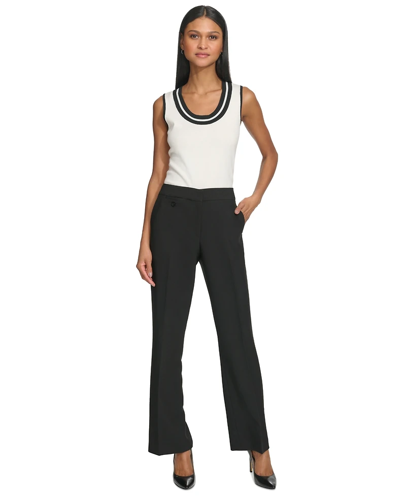 Karl Lagerfeld Women's Mid-Rise Crease-Front Bootcut Pants