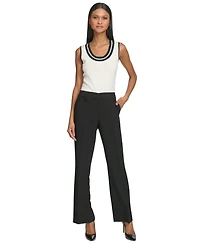 Karl Lagerfeld Women's Mid-Rise Crease-Front Bootcut Pants