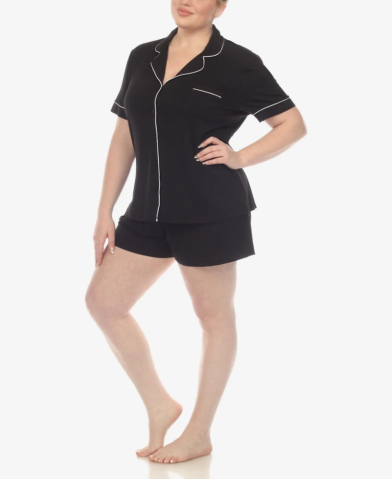 White Mark Plus 2 Pc. Short Sleeve Pajama Set