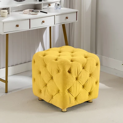 Streamdale Modern Yellow Upholstered Ottoman with End Table & Footstool