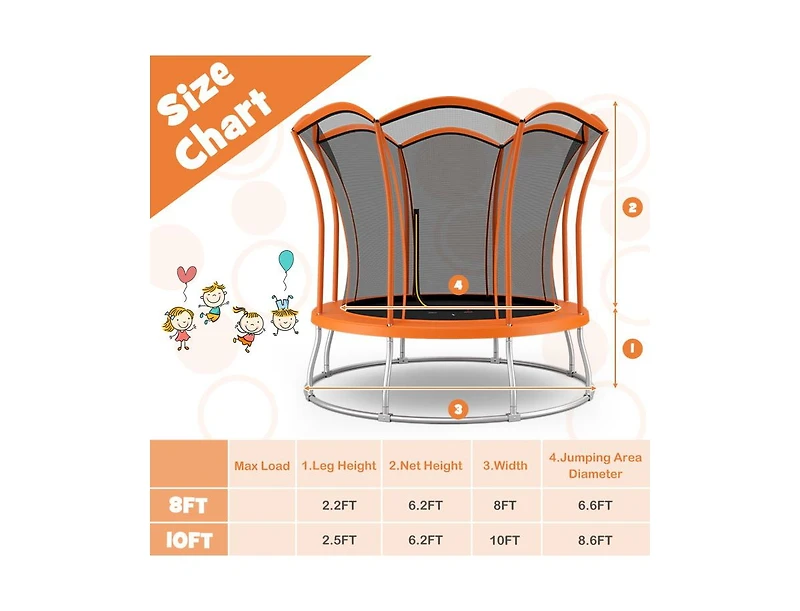 10 Feet Unique Flower Shape Trampoline with Galvanized Steel Frame