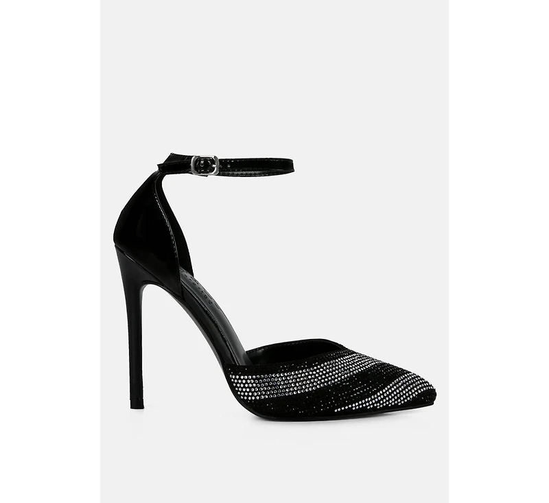 Nobles Womens Rhinestone Patterned Stiletto Sandals