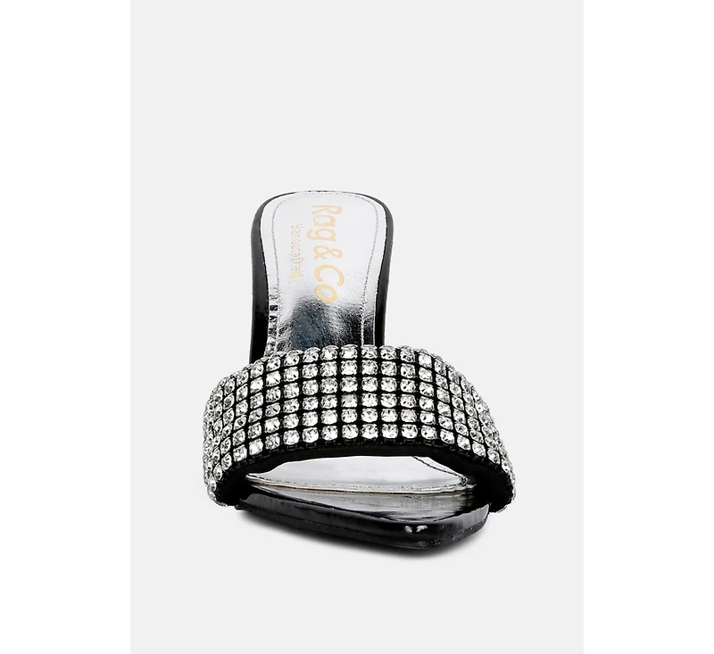 Adina Womens Diamante Embellished Slip On Sandals