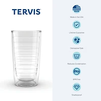 Tervis Crystal Clear Tabletop Made in Usa Double Walled Insulated Tumbler Travel Cup Keeps Drinks Cold & Hot, 16oz, Classic